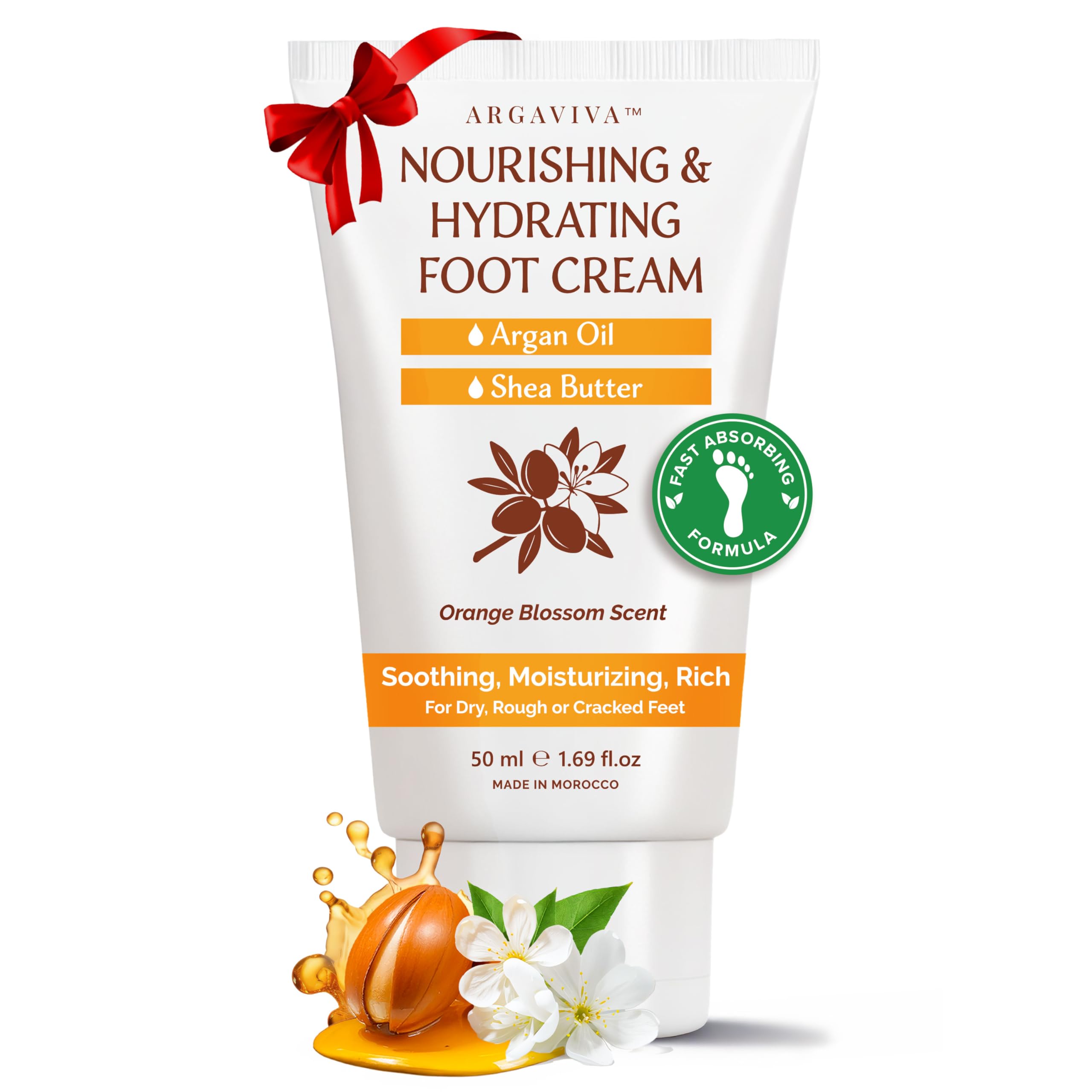 Foot Cream for Dry Cracked Heels and Feet Moisturizer with Argan Oil, Shea Butter & Vitamin E – Hydrating Foot Lotion for Dry Cracked Feet for Women – Smooth, Fast-Absorbing, Non-Sticky Care