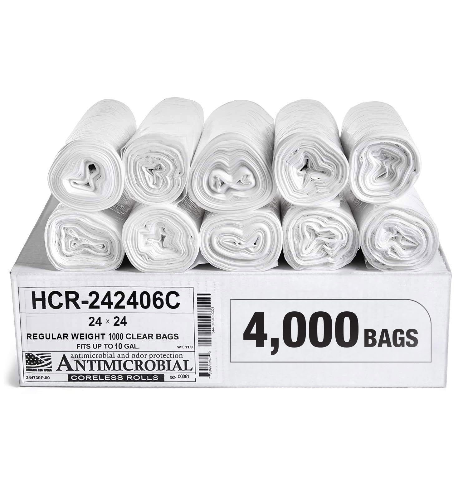 Aluf Plastics 10 Gallon 6 Micron (eq) Clear Trash Bags 24" x 24" 4000 Count