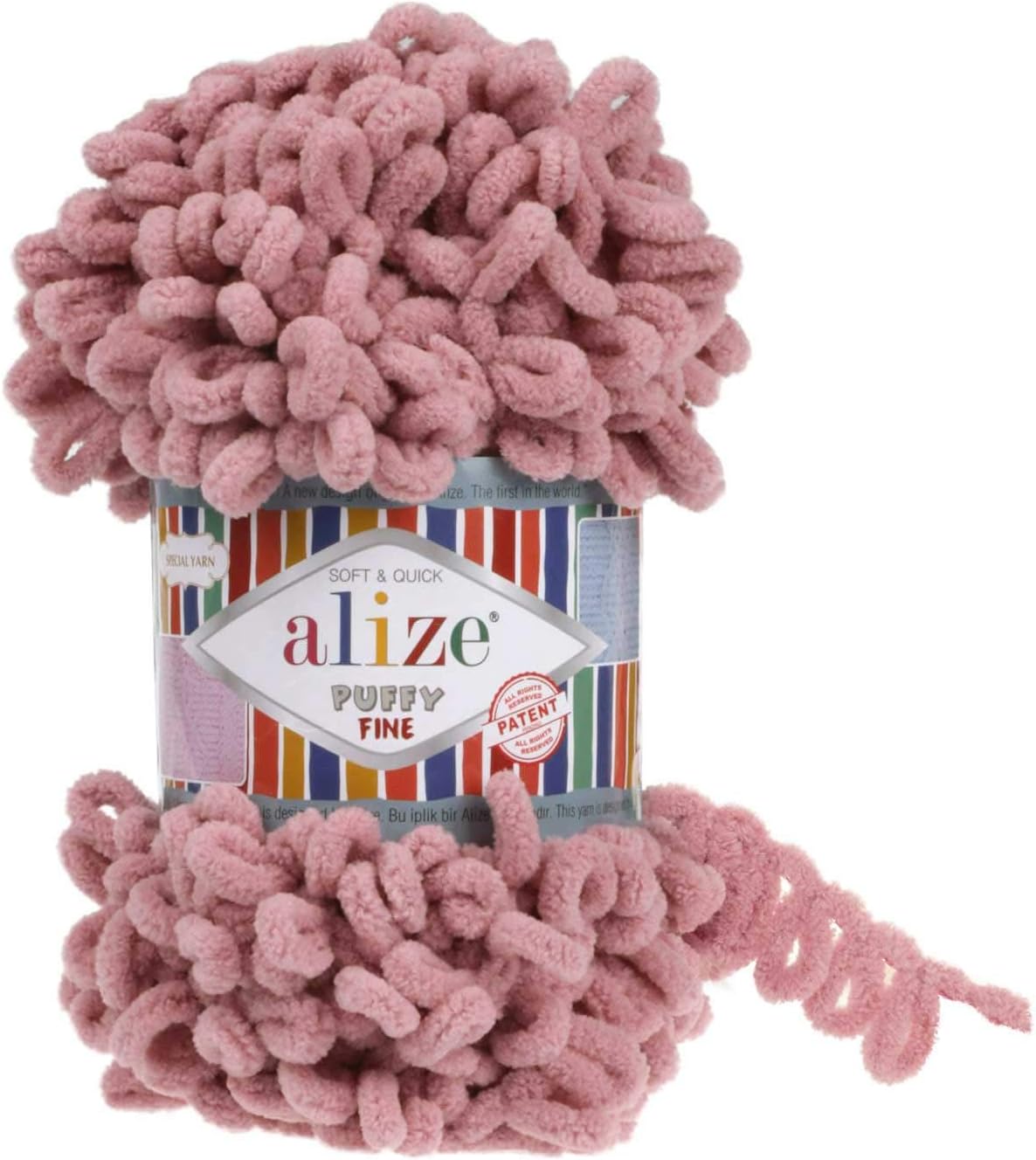 Alize Puffy Fine Yarn Baby Blanket - Lot of 5 Skeins, 500gr, 50yds, 100% Micropolyester Soft, Super Chunky Bulky Worested Yarn