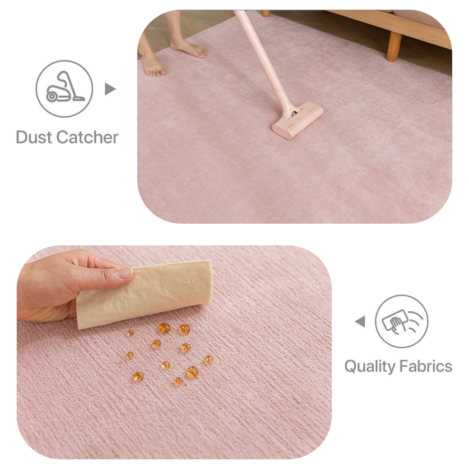 Tapis à poils courts - 80 x 120 cm - Rose - Lavable en machine - Antidérapant - Pour salon, chambre à coucher - Petit et antidérapant - Pour chambre d'enfant
