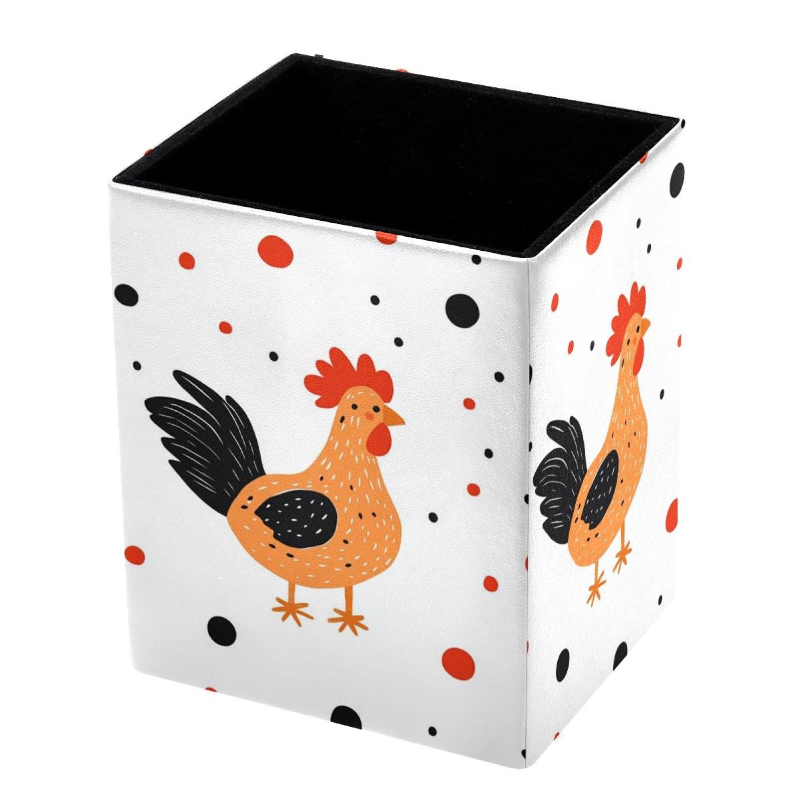 FWJZDSP Desk Pen Holder, Lovely Chicken Rooster Print Pencil Organizers, Pencil Holder Pencil Case Cup Pencil Bag for Desk Office Pen Case for School