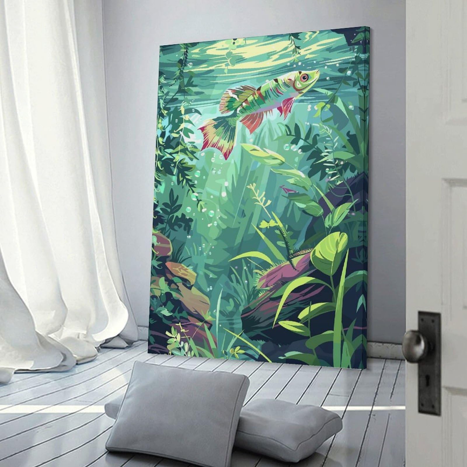 Junmoney Tropical Fish in Lush Waters Room Decor Wall Art 20x30inch(50x75cm), for Bedroom, Guest Room Or Reading Nook, An Easy Wall Refresh for Bedrooms
