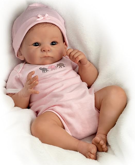 'Little Peanut' - Fully Poseable and Weighted Lifelike Newborn Baby Girl Doll with cute handpainted features and hand-applied hair. - RealTouch Vinyl Skin So Cute Baby Girl Doll By The Ashton - Drake Galleries