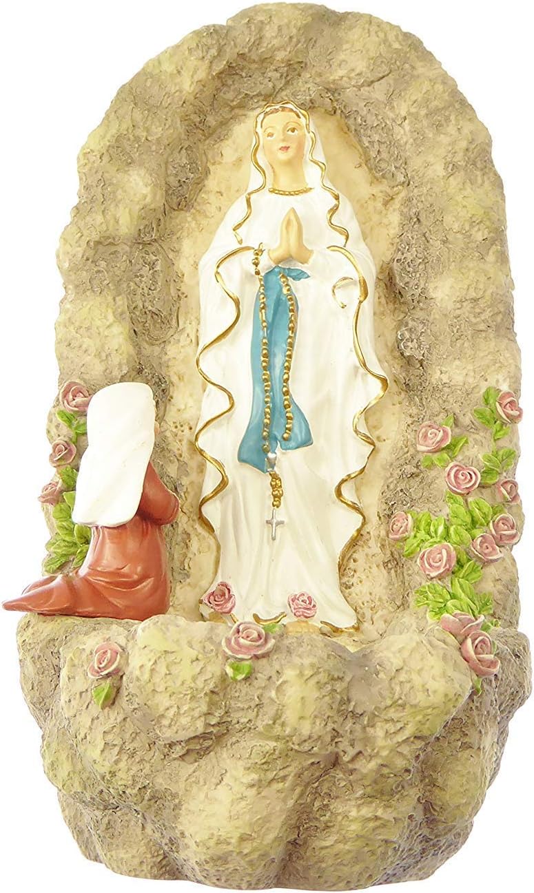 Florentine Our Lady of Lourdes Virgin Mary small Holy water font 6" Inspirations gift 15cm