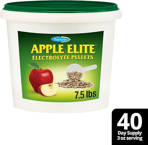 Miniatura 10 de Farnam Suplemento de electrolitos Apple Elite para caballos, reemplaza minerales vitales, fomenta la hidratación, sin azúcar añadida, 7.5 libras,