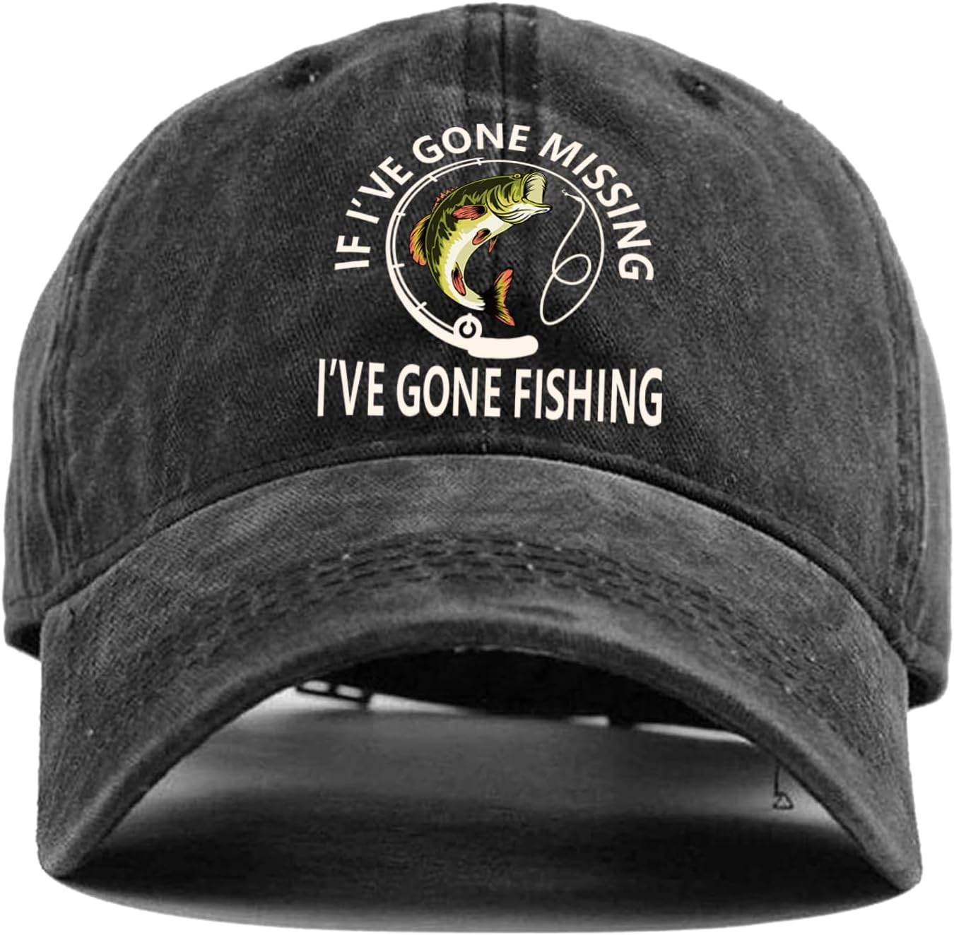 If I've Gone Missing,I've Gone Fishing,Funny Baseball Caps, Personalized Hats, Adjustable Cotton Baseball Caps,Gifts for Fishing Enthusiasts,Visors for Anglers,for Outdoor Athletes Dark Grey