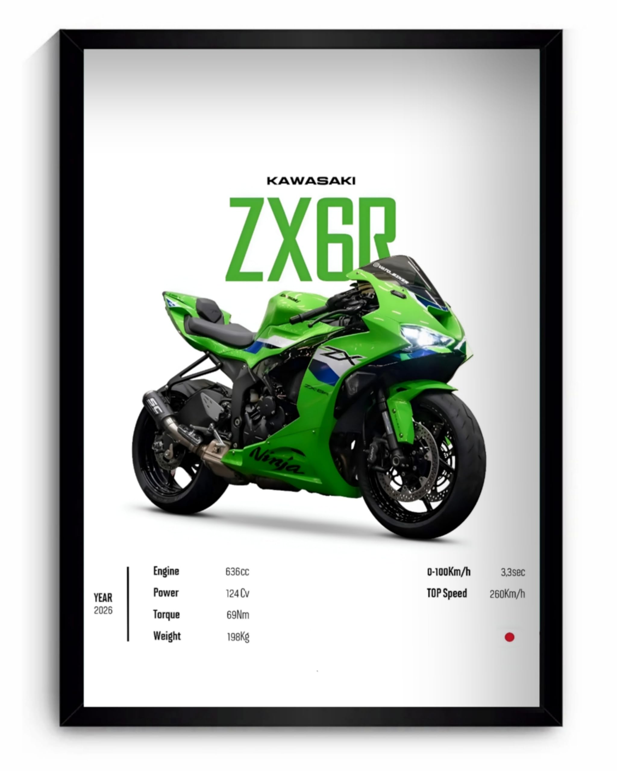 SK GALLERY Ninja ZX-6R Wall Poster Frame | Aesthetic A4 Bike