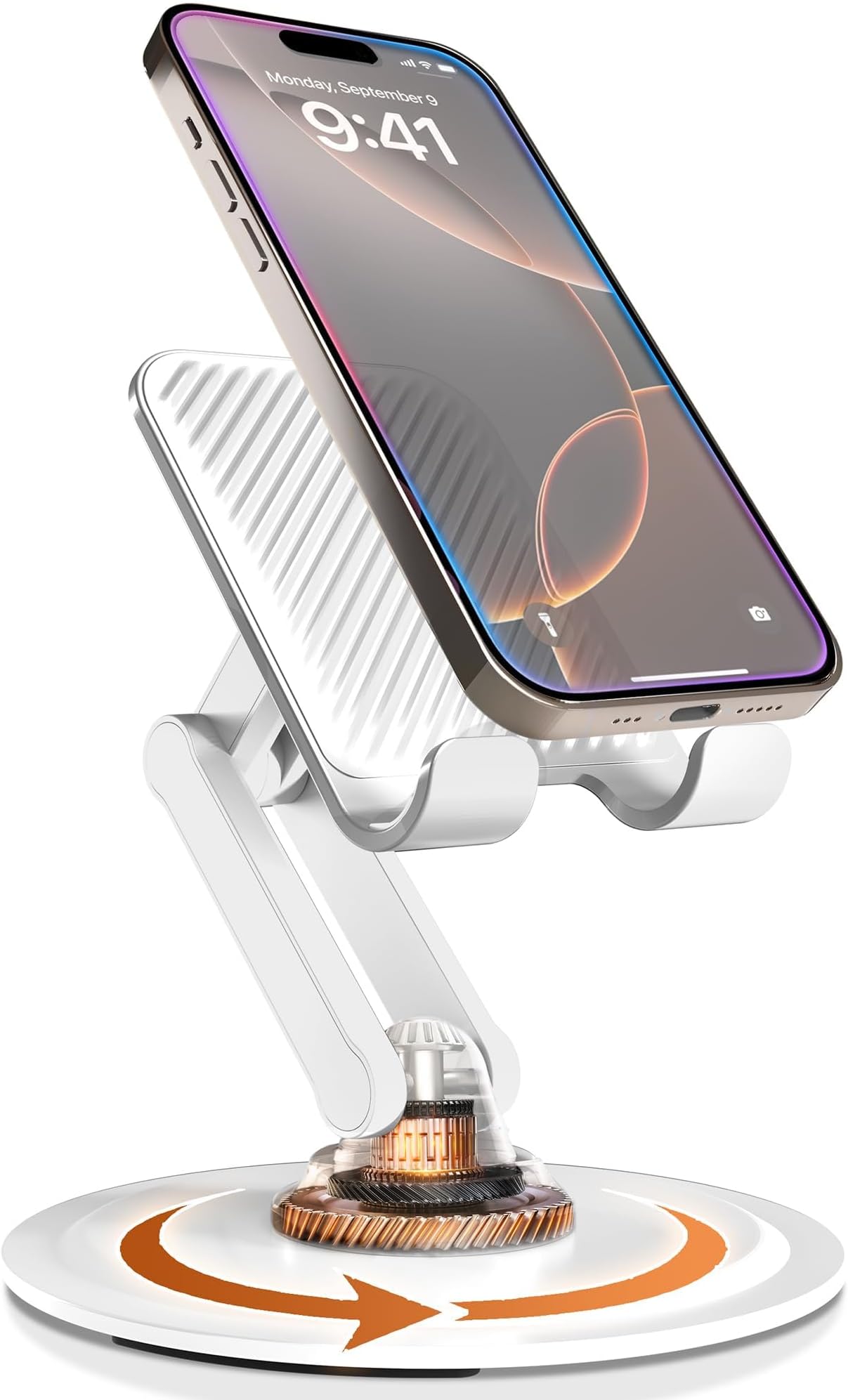 Cooper 360°スマホスタンド 高さ調整 卓上 スマホスタンド 携帯スタンド 卓上撮影 スマホ台 スマホホルダー 三脚(ホワイト)Women コンパクト