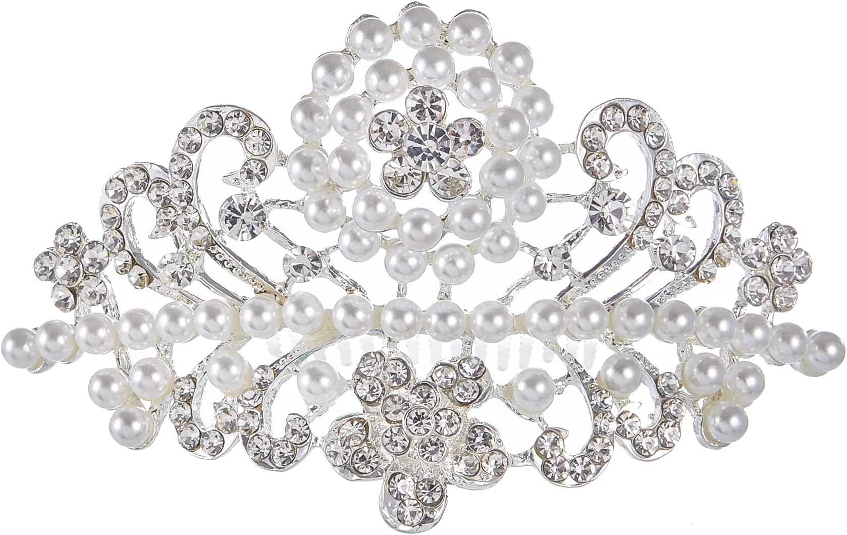 Pearls Crown Comb Tiara Audrey Hepburn Holly Golightly Hair Piece Costume Style Crystal Silver Plated Inspired by Breakfast at T's