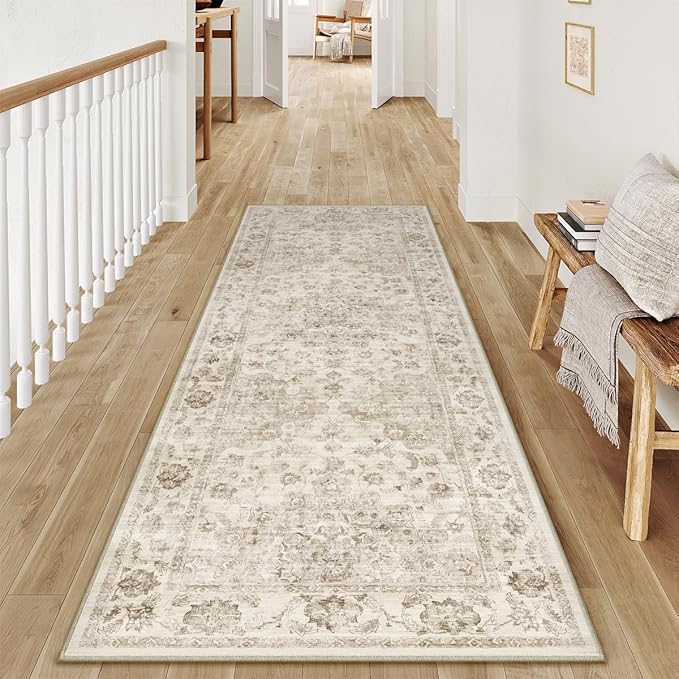 2x6 Washable Neutral Runner Rug — Beige