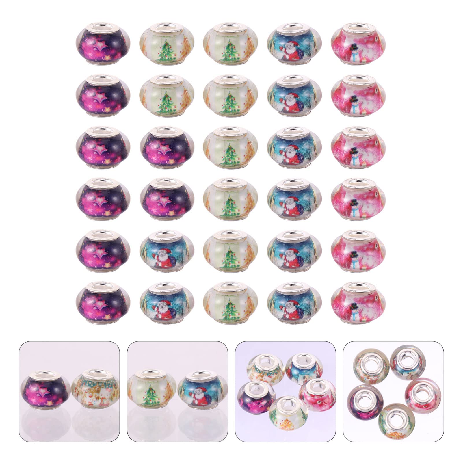 DOITOOL 2 Sätze Große Loch Spacer Perlen Charms Für Diy Schmuck Armbänder Ohrringe Bunte Glasperlen Für Bastelprojekte Und Schmuckherstellung 100 Stück * 2
