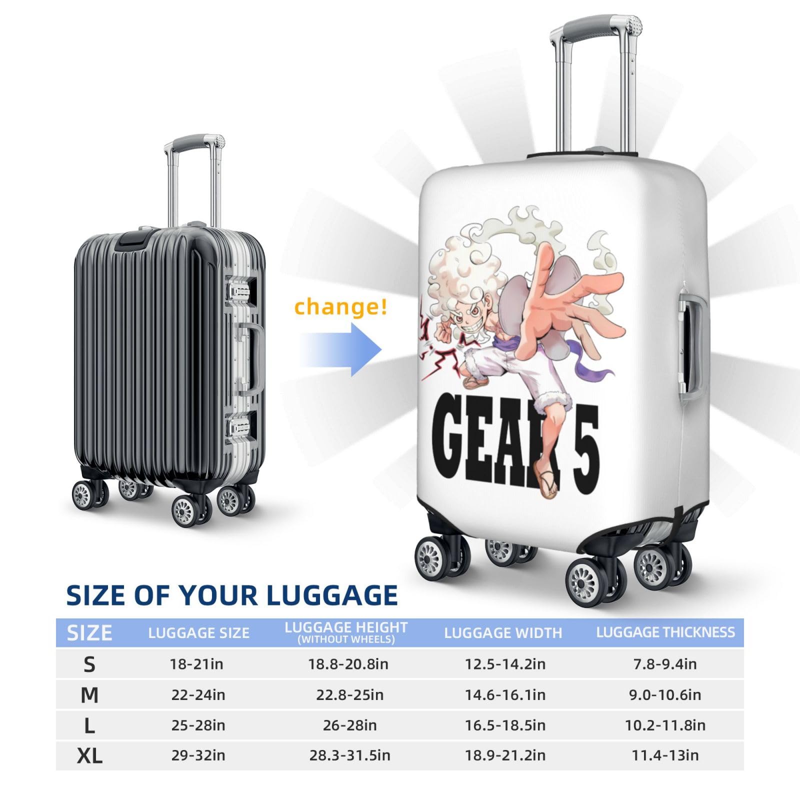 Amazon.co.jp: スーツケースカバー ワンピース ルフィ One Piece ギア5