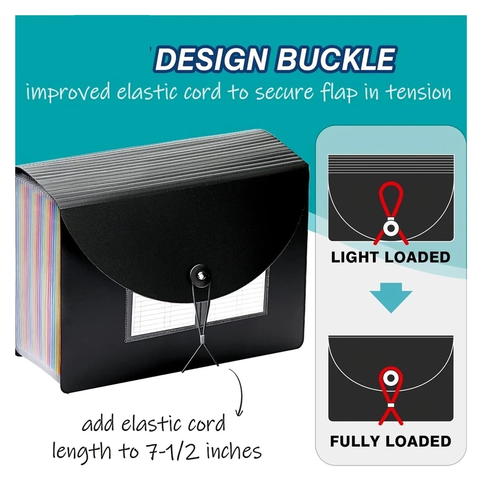 Dokumentenmappe Fächermappe mit 13/24 Taschen, Akkordeon, A4-Letter-Format, tragbarer Dokumenten-Organizer mit farbigen Registern for Studenten(24 Pocket)