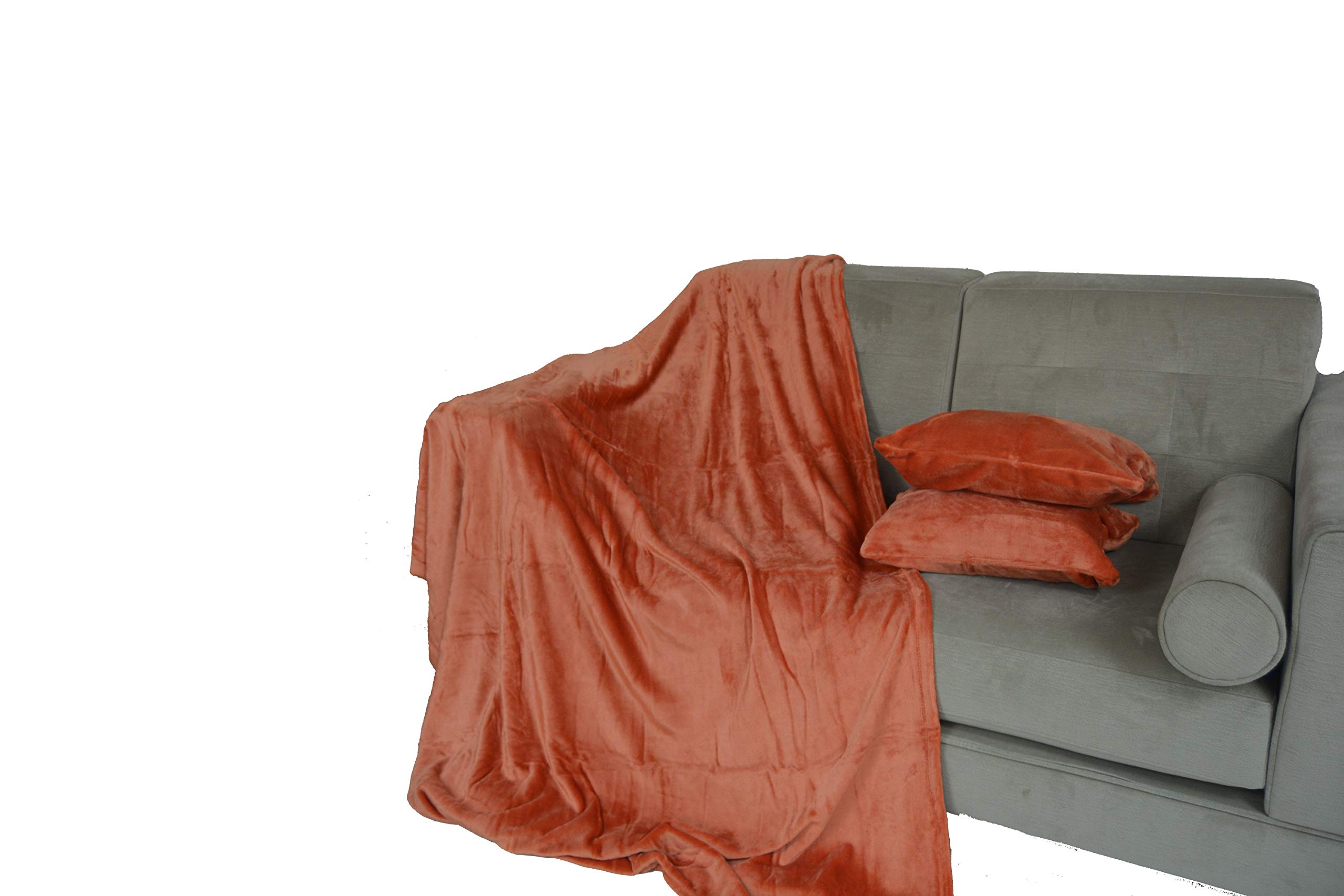 NG Distribution Deluxe faux fur soft Double King Throw Bed/sofa (King 200 x 250, Terra Cotta) โ image 1