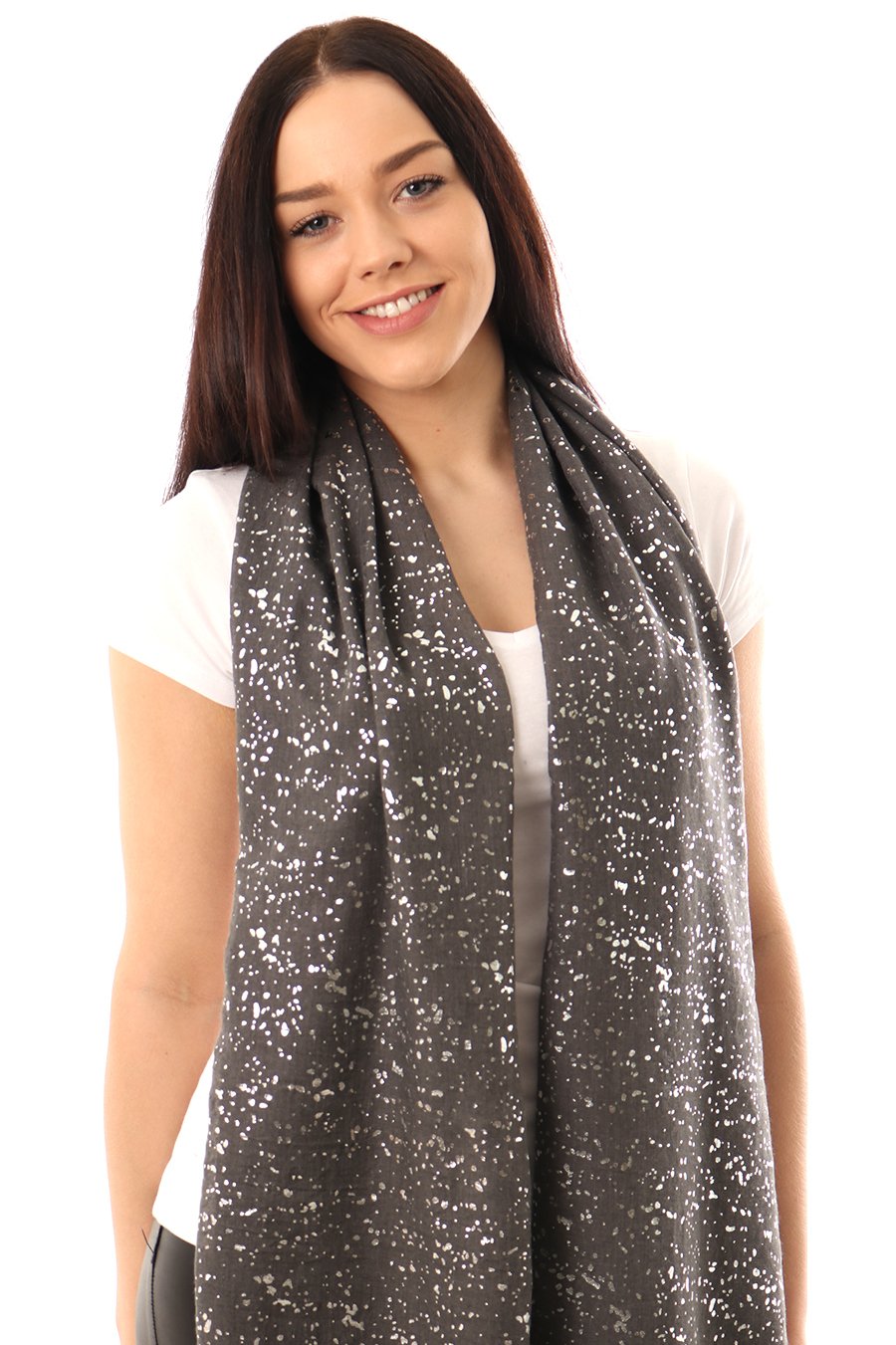 Evening Star Sparkle Scarves for Women Lightweight Shawl Wedding Foil Print Scarf Wrap Stars and Moons