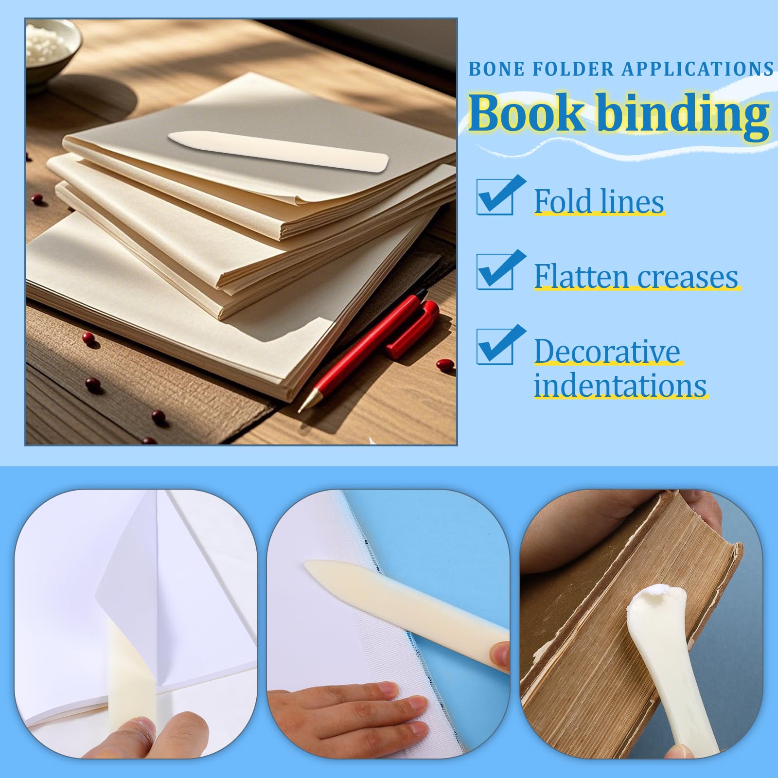 Amazon.com : 9 Pcs Bone Folder Tool Scoring Tool Folding Bone Plastic Paper  Folding Tool Book Binding Kit Leather Burnishing Card Making for Folding  Scoring Creasing Origami Scrapbooking : Arts, Crafts & Sewing