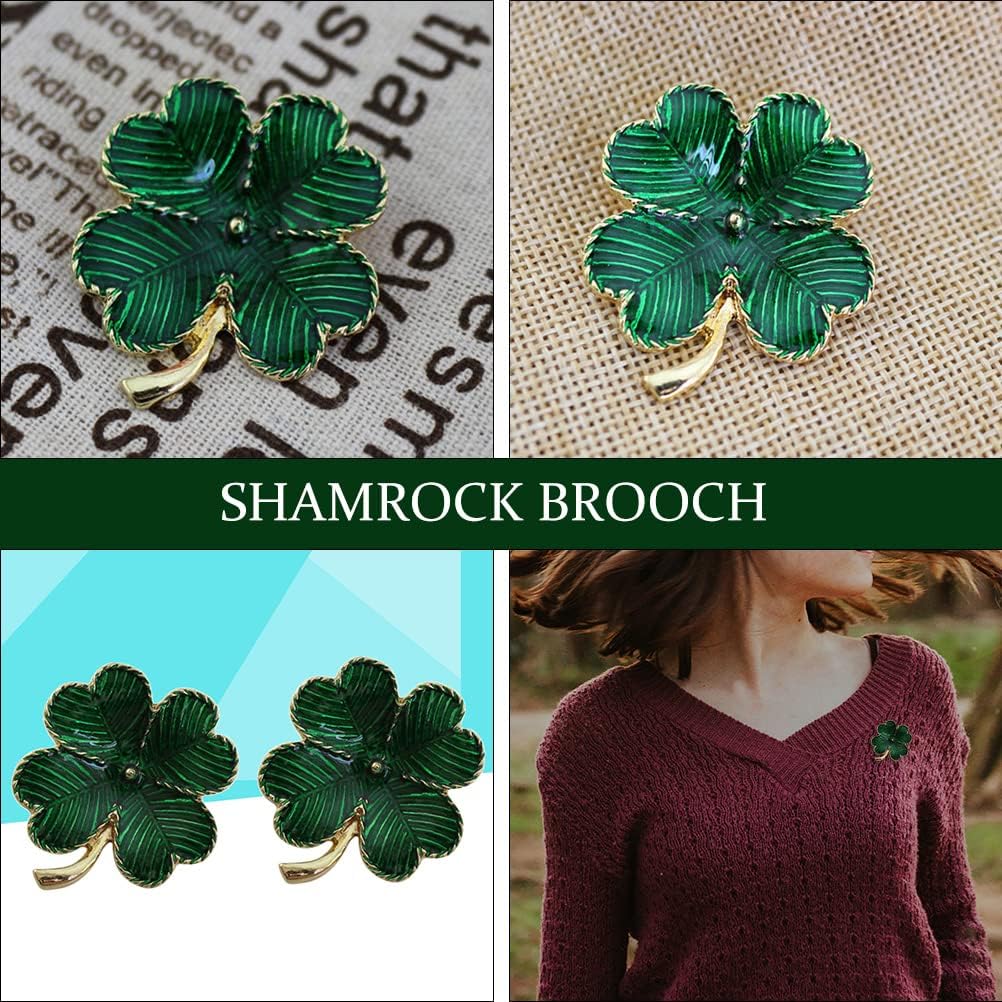 LUOZZY 10Pcs St. Patrick's Day Brooch Pin Four Leaf Clover Lapel Pin Irish Festival Shamrock Pin St. Patricks Day Jewelry Accessory