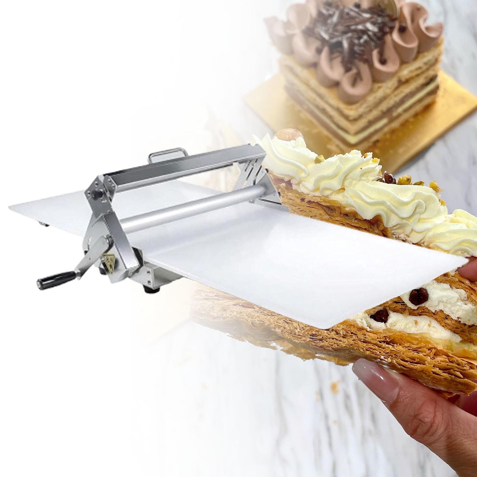 Faltbarer Teigroller mit Brett, Einstellbare Dicke 0,5-27 mm, Manuelles Nudelholz zum Backen, Pizza, Gebäck, rutschfest, platzsparend