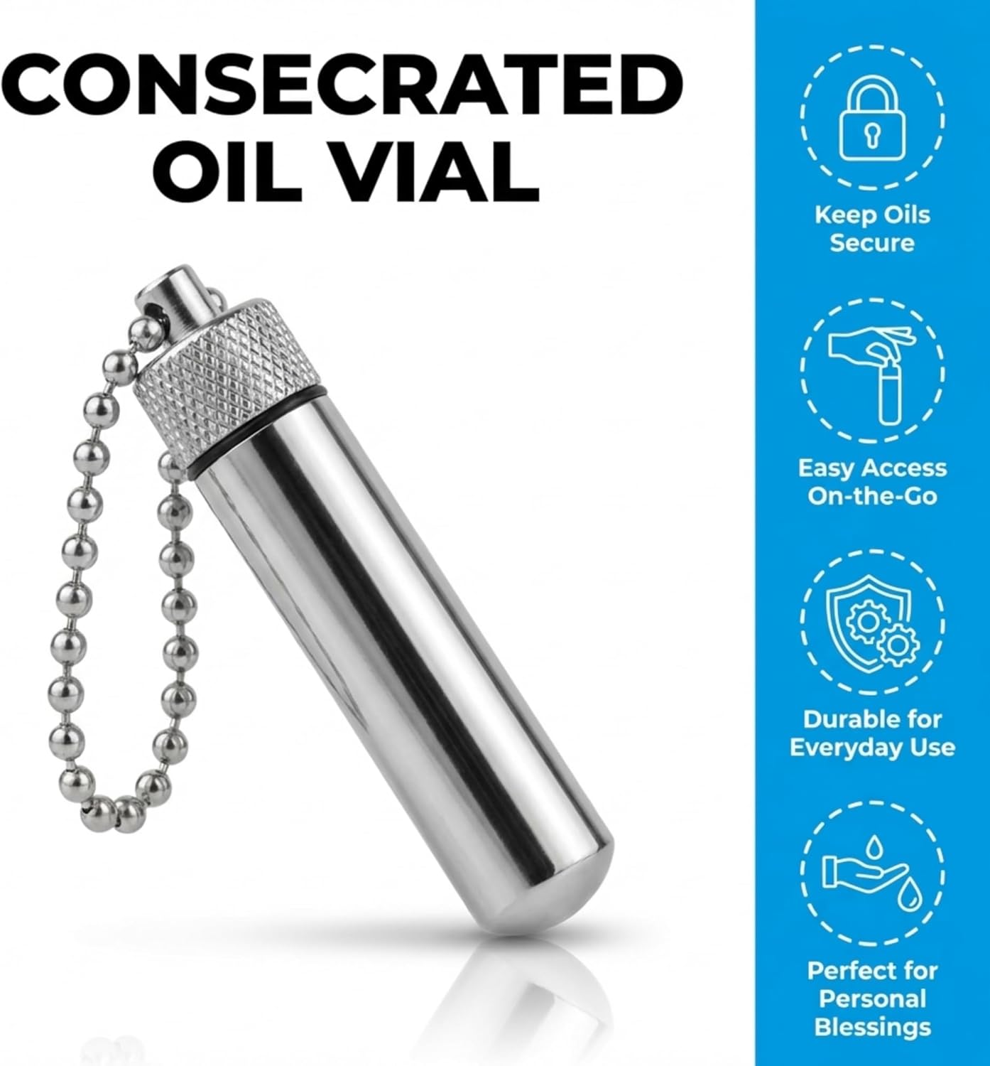 Priesthood Oil Refill Set – Unconsecrated Olive Oil + 4 Oil Vial Keychains for Blessings and Missionary Gifts