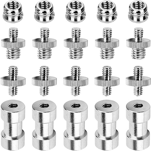 Anwenk Adaptador de tornillo de 14 a 38, convertidor de tornillos roscados, adaptador de espiga de montaje de tornillo para cámara, trípode,