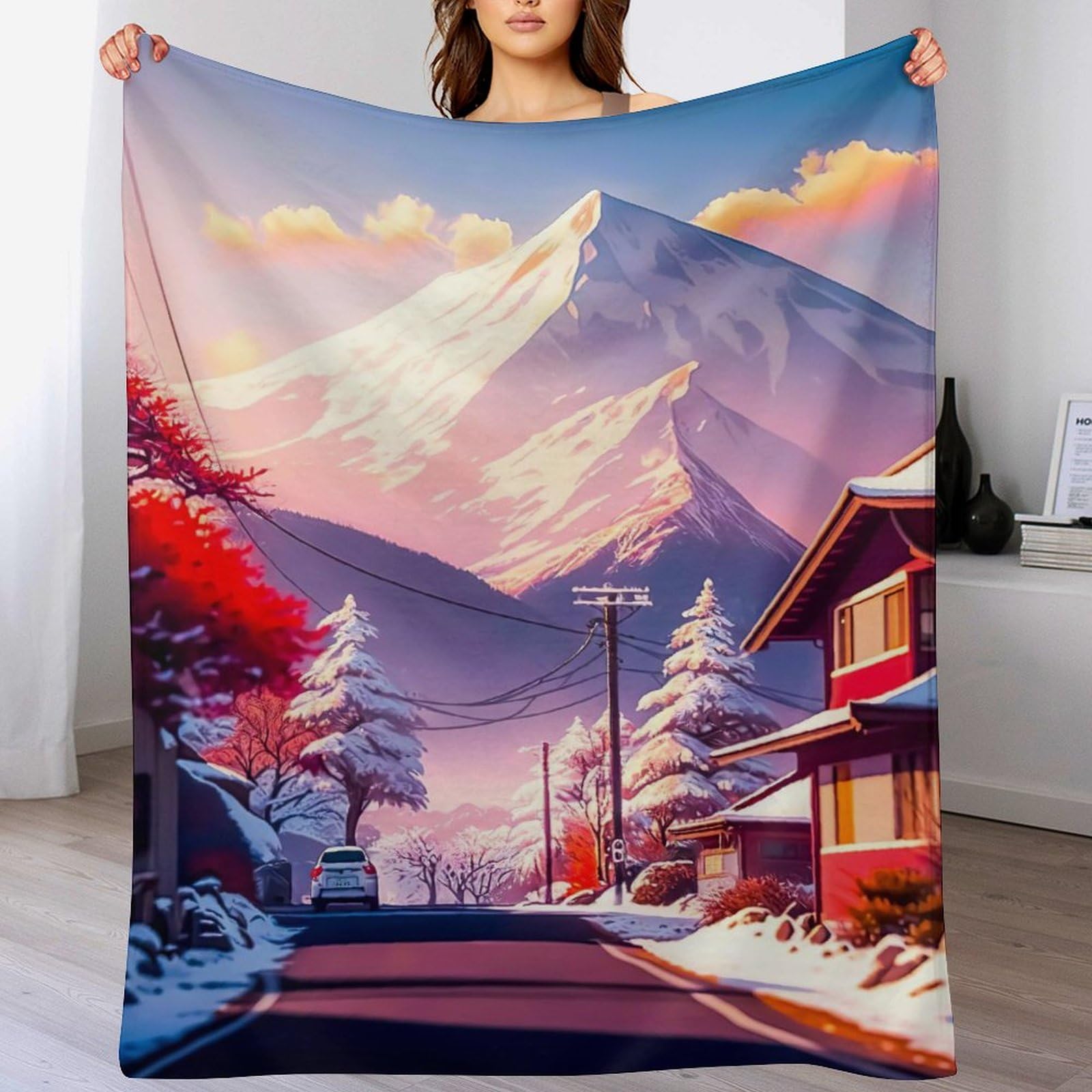 Couverture canapé cerisier japonais en flannel douce 140x180cm