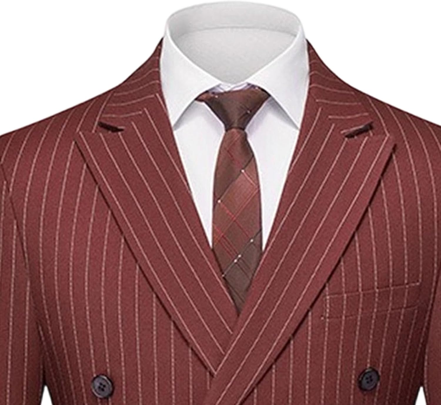 Men Double Breasted Split Hem Blazer Set Classic 2 Pieces Striped Blazer Trouser Notched Lapel Banquet Formal Sets