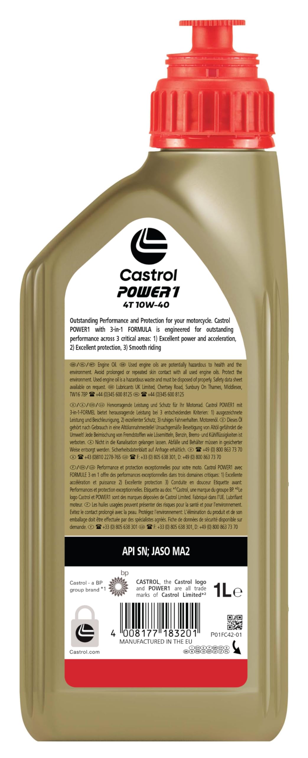 Castrol POWER1 4T 10W-40 Motorradöl, 1L – Ansicht 2