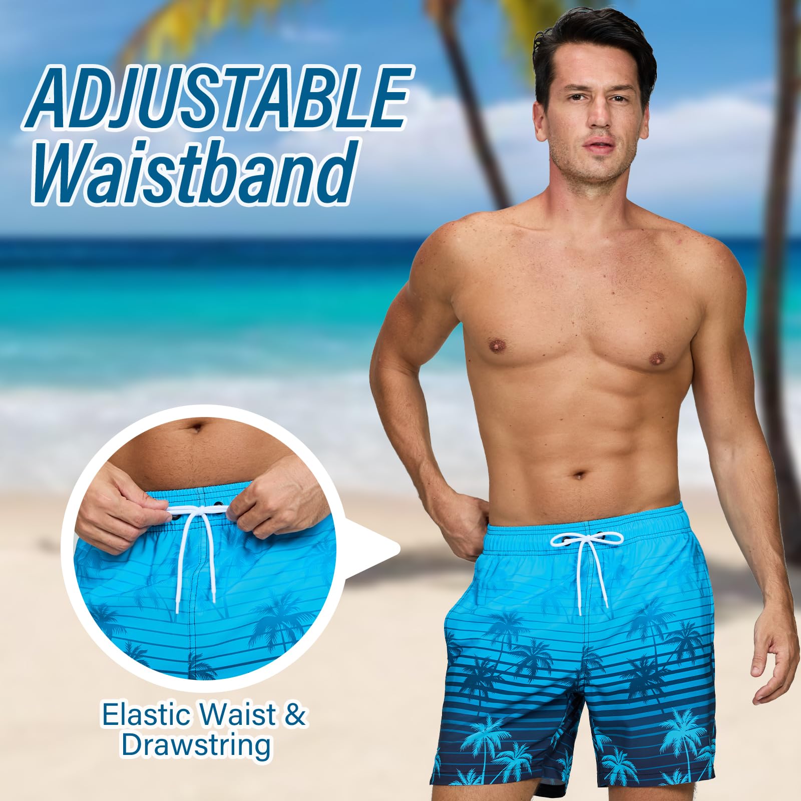 Vorvowry Costume Uomo Mare Calzoncini Asciugatura Rapida Costumi da Bagno Impermeabile Boxer con Tasca Estivi Pantaloncini Uomo Colore Sfumatore per Nuoto Corsa Fitness