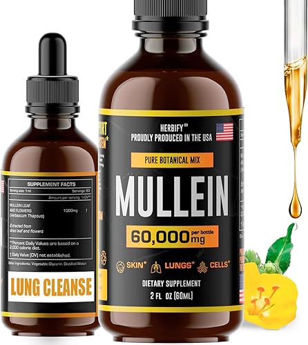 HERBIFY Extracto de gordolobo de 2 onzas, tintura sin alcohol, mezcla de hojas y flores de gordolobo orgánico (Verbascum Densiflorum)