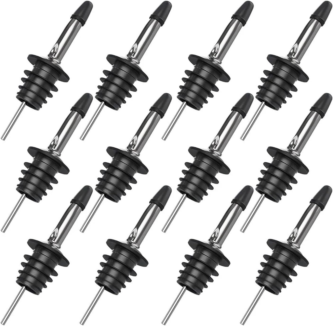 Liquor Pour Spout 50 PCS Stainless Steel Liquor Bottle Pourers Set With Dust Caps