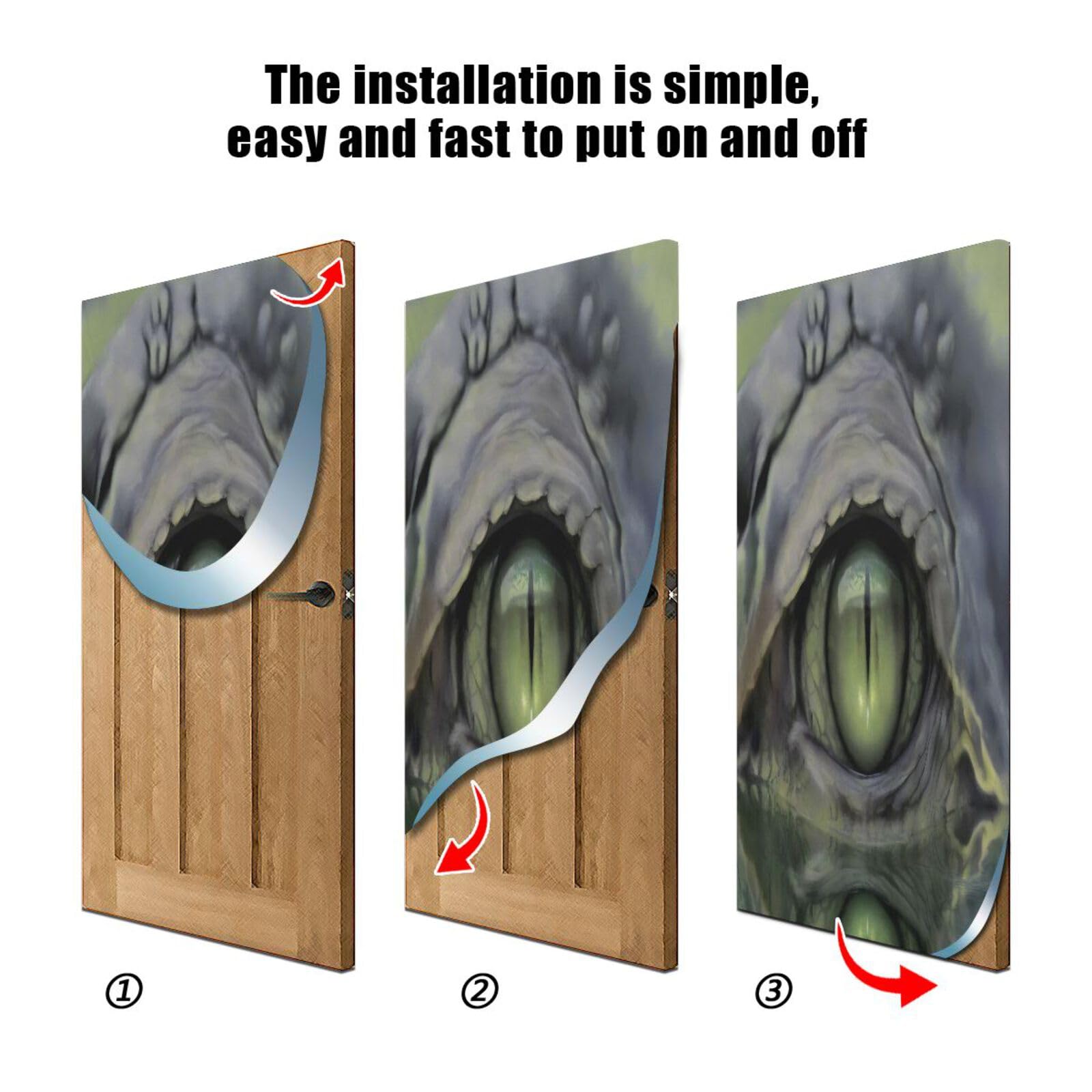 FLildon Scary Eye Crocodile in Water Door Cover Decoration, Party Accessory Porch Decor for Festive Ornament Room Door Covers 35 x 79 Inch