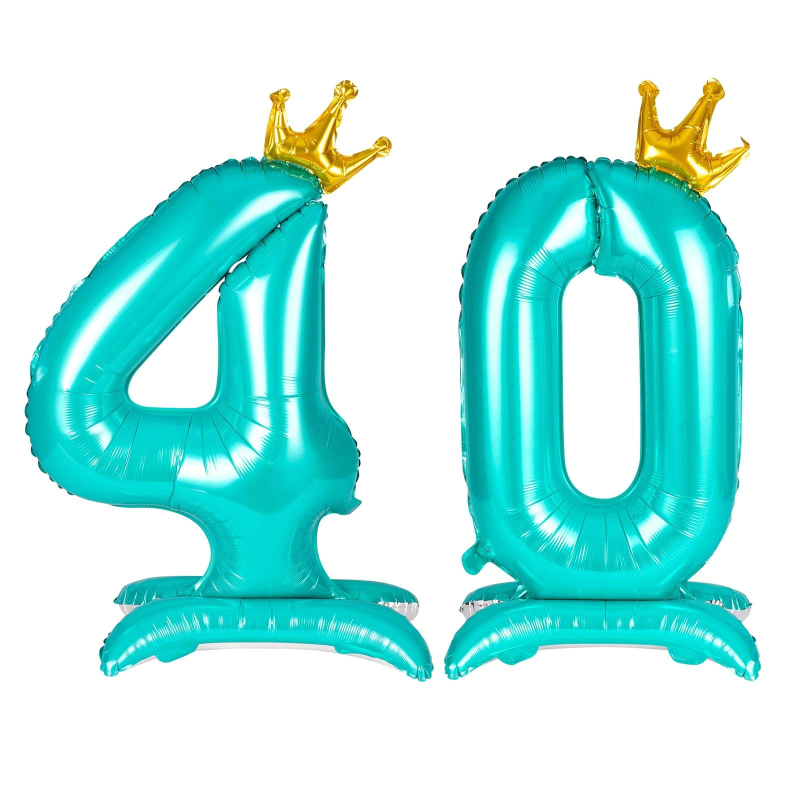 APXEL Blue Standing Crown Number 40 Balloons, 42'' Foil 4 & 0 Balloon