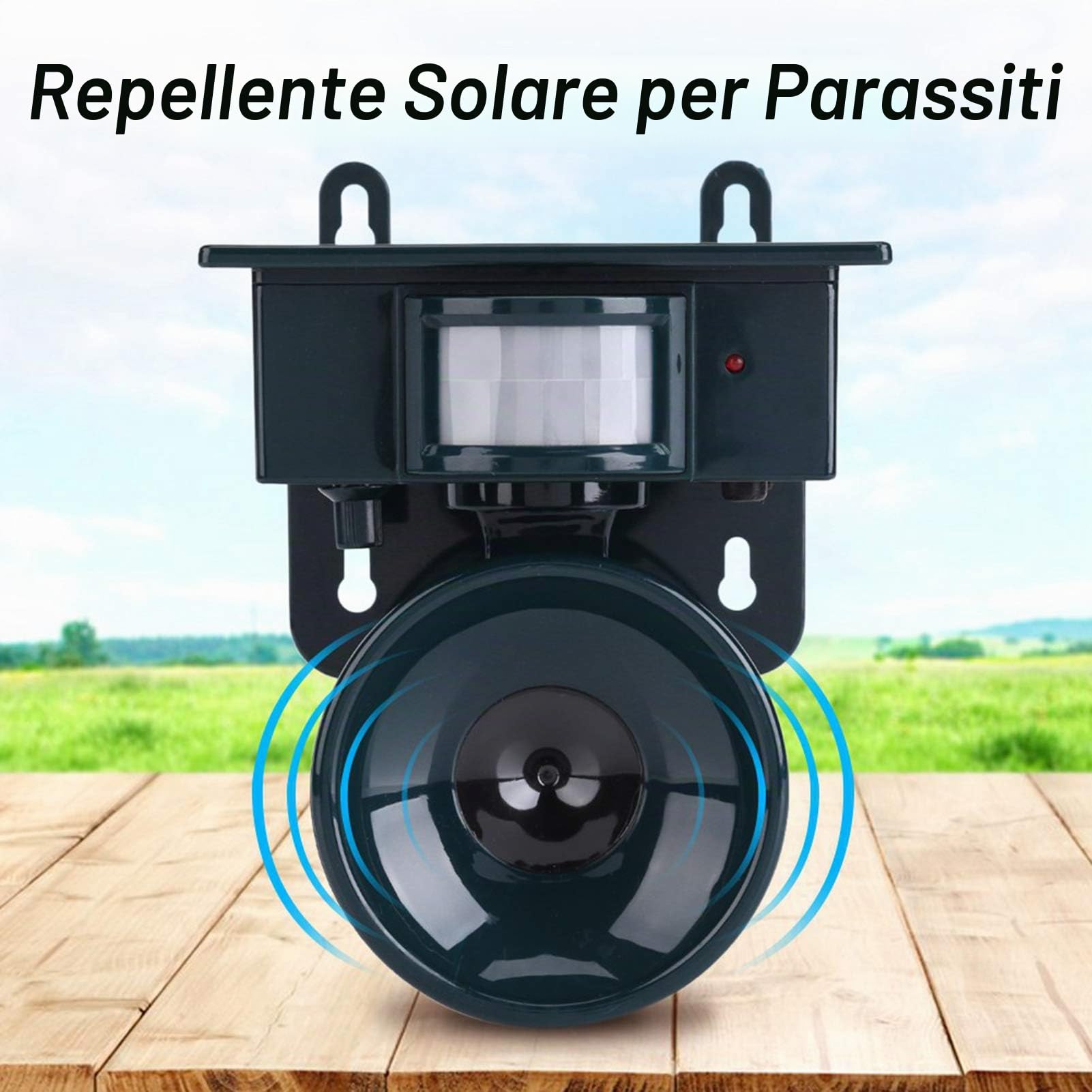 Repellitore ad ultrasuoni Repellitore ad ultrasuoni per uccelli, Sensore di movimento PIR ad energia solare Repellente ad ultrasuoni Cane Gatto Volpe Cacciatore di topo