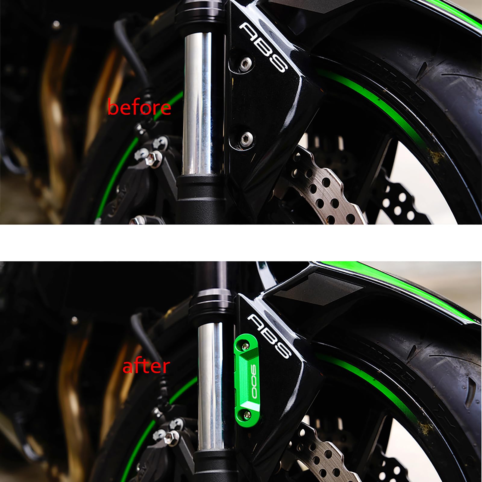 MOWOK Assale Anteriore Piastra Coper ABS Copertura Decorativa per kawasaki Z900 2025 Z 900 2017-2023 2024 Z900RS Z900 RS SE Moto Accessori in CNC Alluminio (Verde)