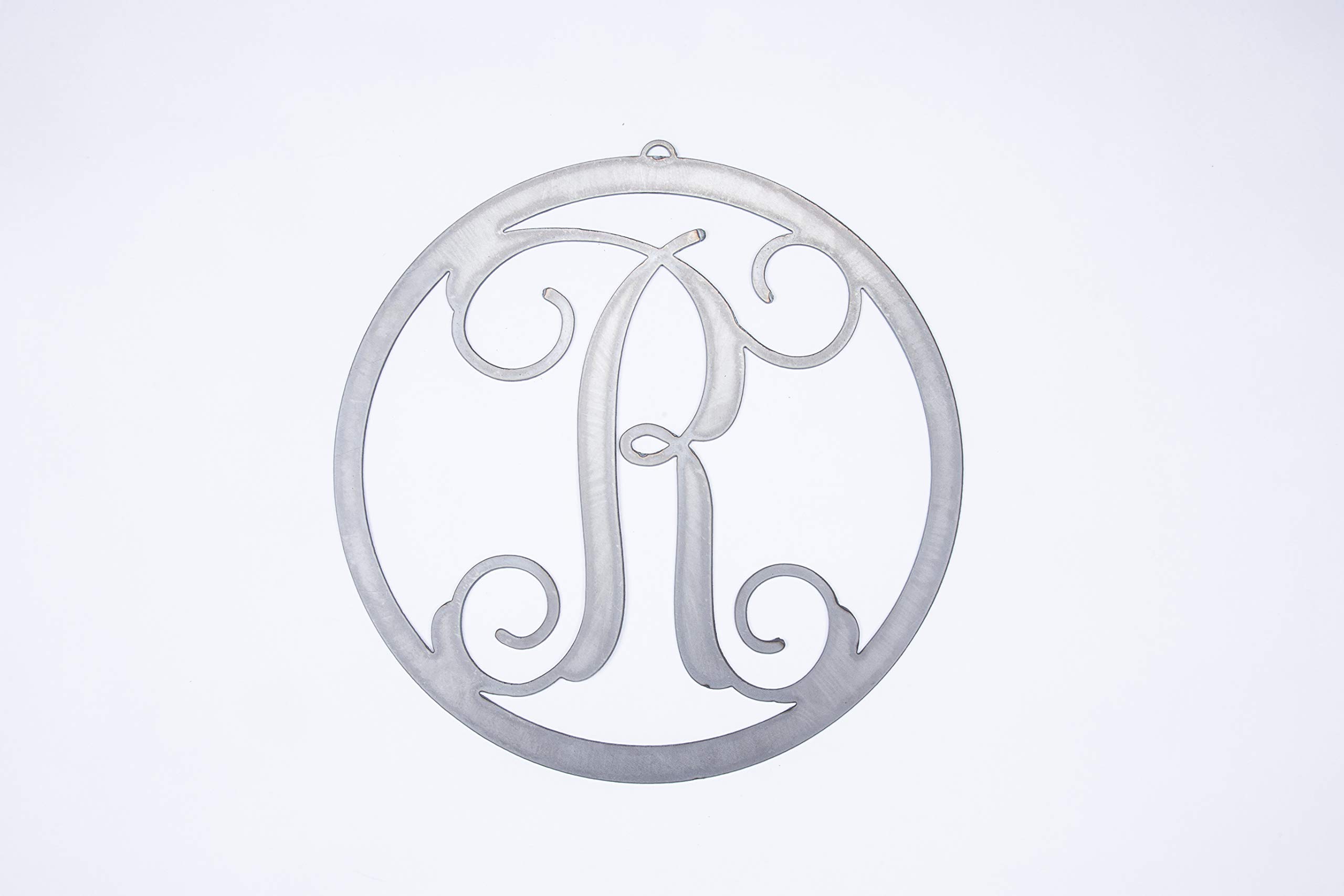 ROCC RUSTED ORANGE CRAFTWORKS CO.14 Inch Single Letter Circle Monogram Front Door Monogram Monogram Wall Decor Front Door Wreath With Initial Initial Door Hanger For Front Door Initial Door Wreath