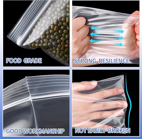 Miniatura 6 de Bolsas de plástico transparente de 3 x 12 pulgadas con cierre de cremallera y cierre resellable, paquete de 100 unidades