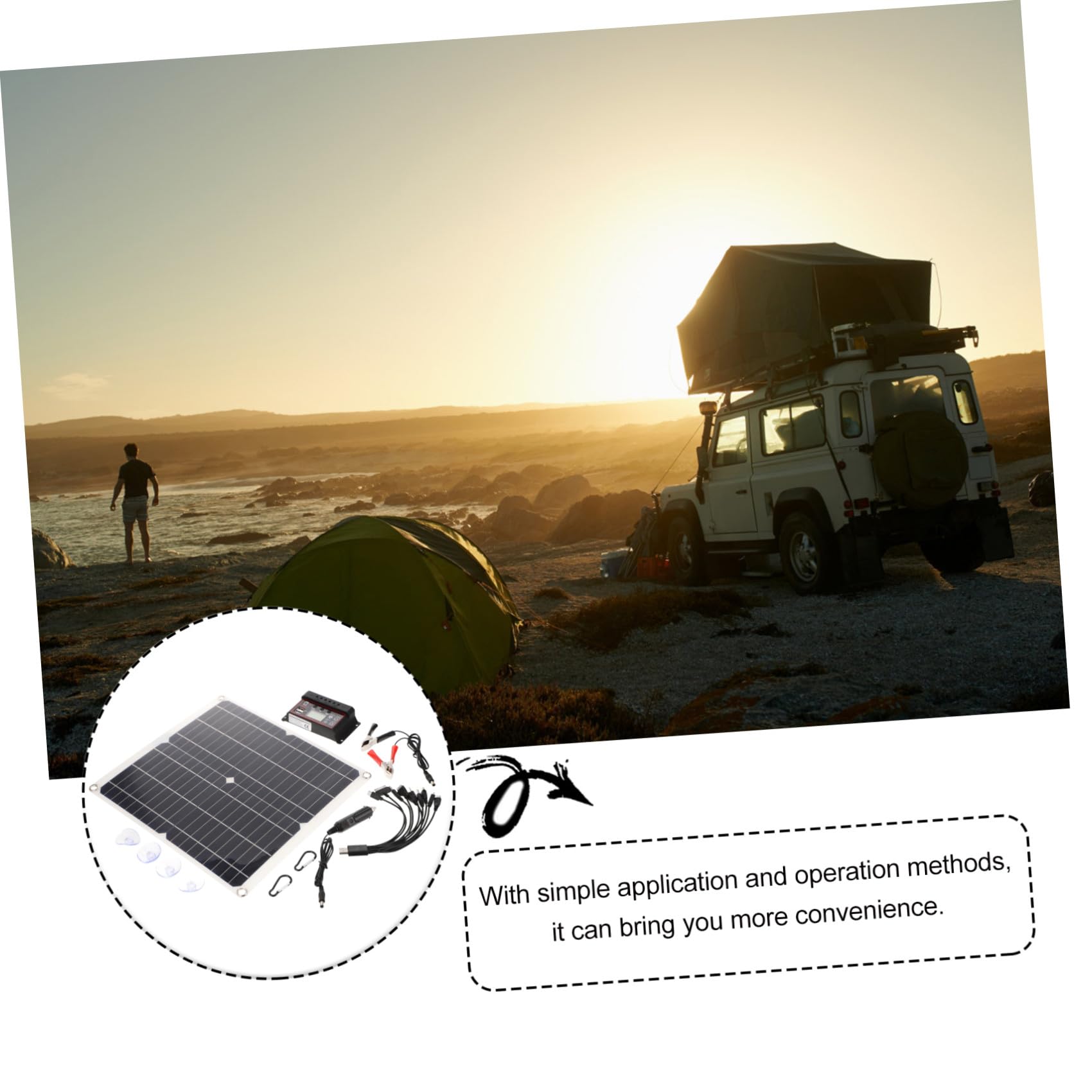 Kit Panneau Solaire Monocristallin Portable et avec Contrôleur Équipement de Charge Solaire Urgence pour Camping Randonnée et Outdoor