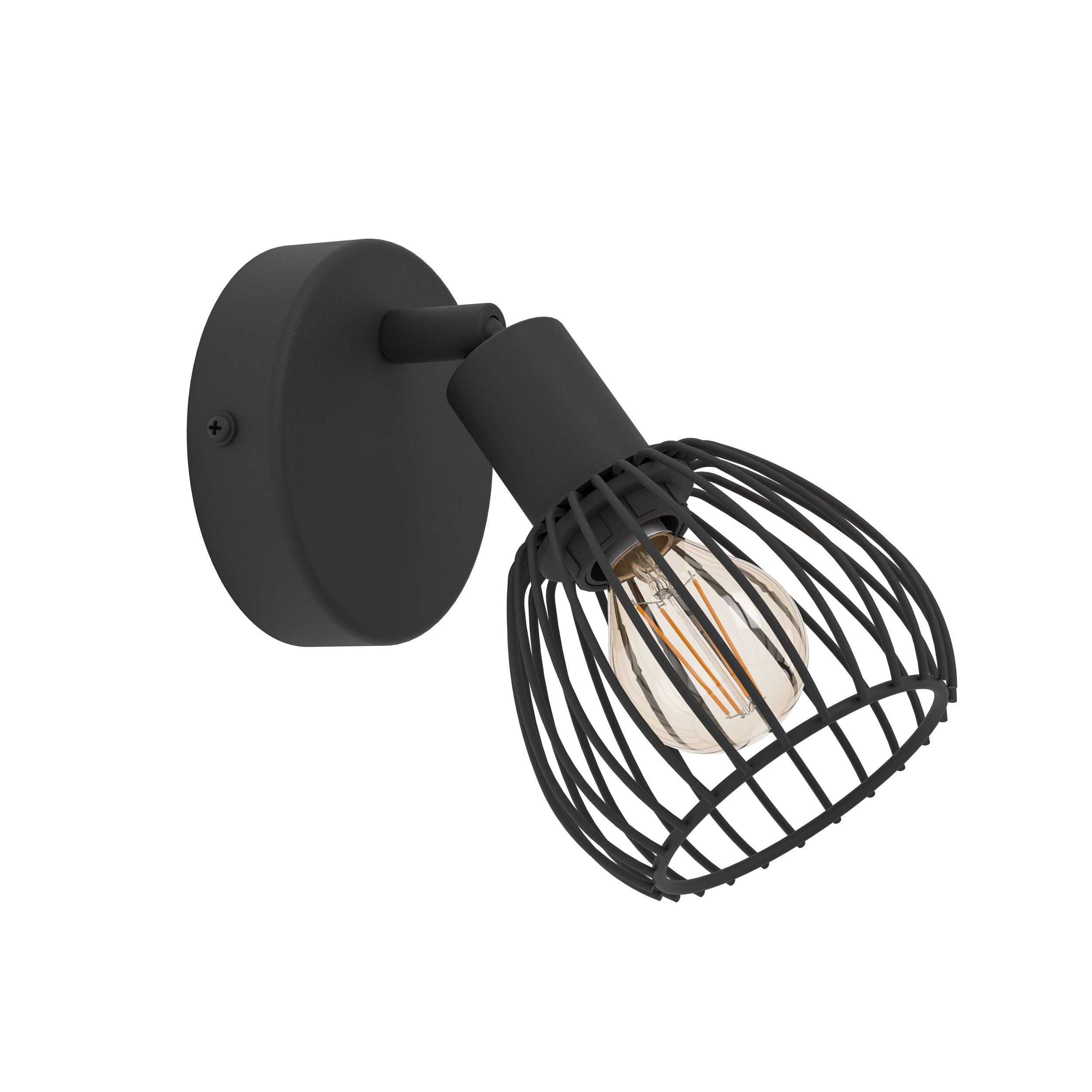 Eglo Indoor Wall Light Sonnino, Wall Lamp With Swivelling Spotlight, Wall Spot Industrial Made Of Black Metal, Living Room And Bedroom Lighting, E14