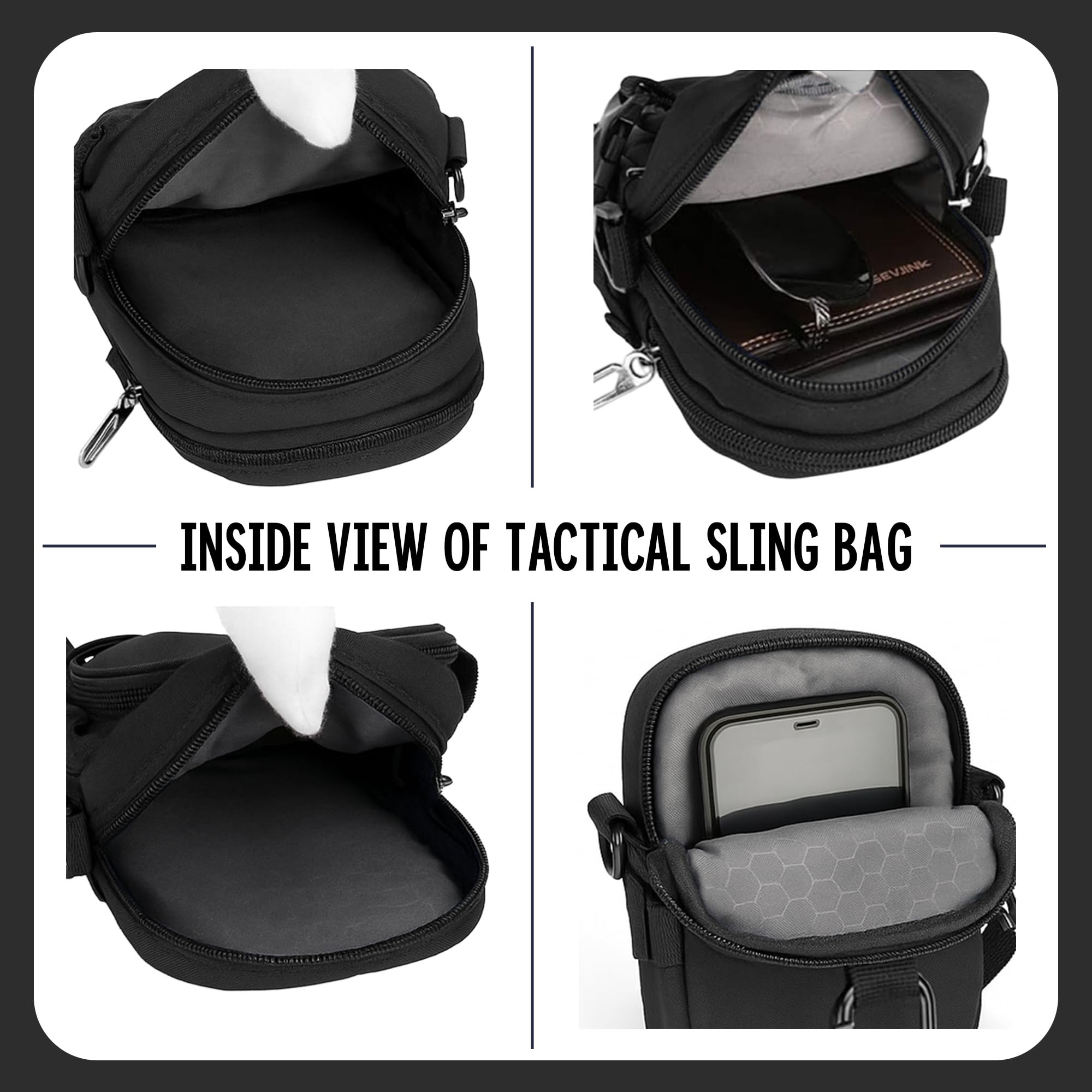 CARRY TRIP Tactical Outdoor Bag With Adjustable Strap 2 Compartment And Multiple Pockets Water Resistant Material/Sling Bag/Hiking Bag/Sling Bag For Travel/Tactical (Black) 2
