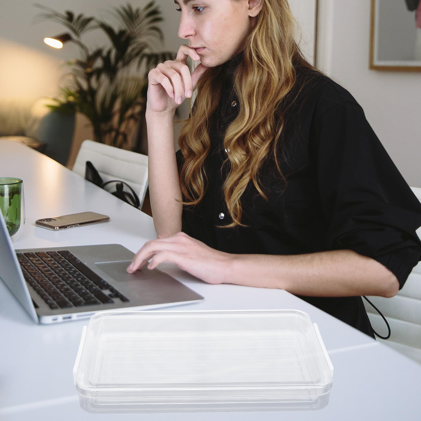 Ciieeo Set 2 Scatole Portadocumenti Trasparenti in Pet Coperchio, Design Impilabile per Ufficio e Scuola, Ampio Spazio Interno per Conservare Documenti A4