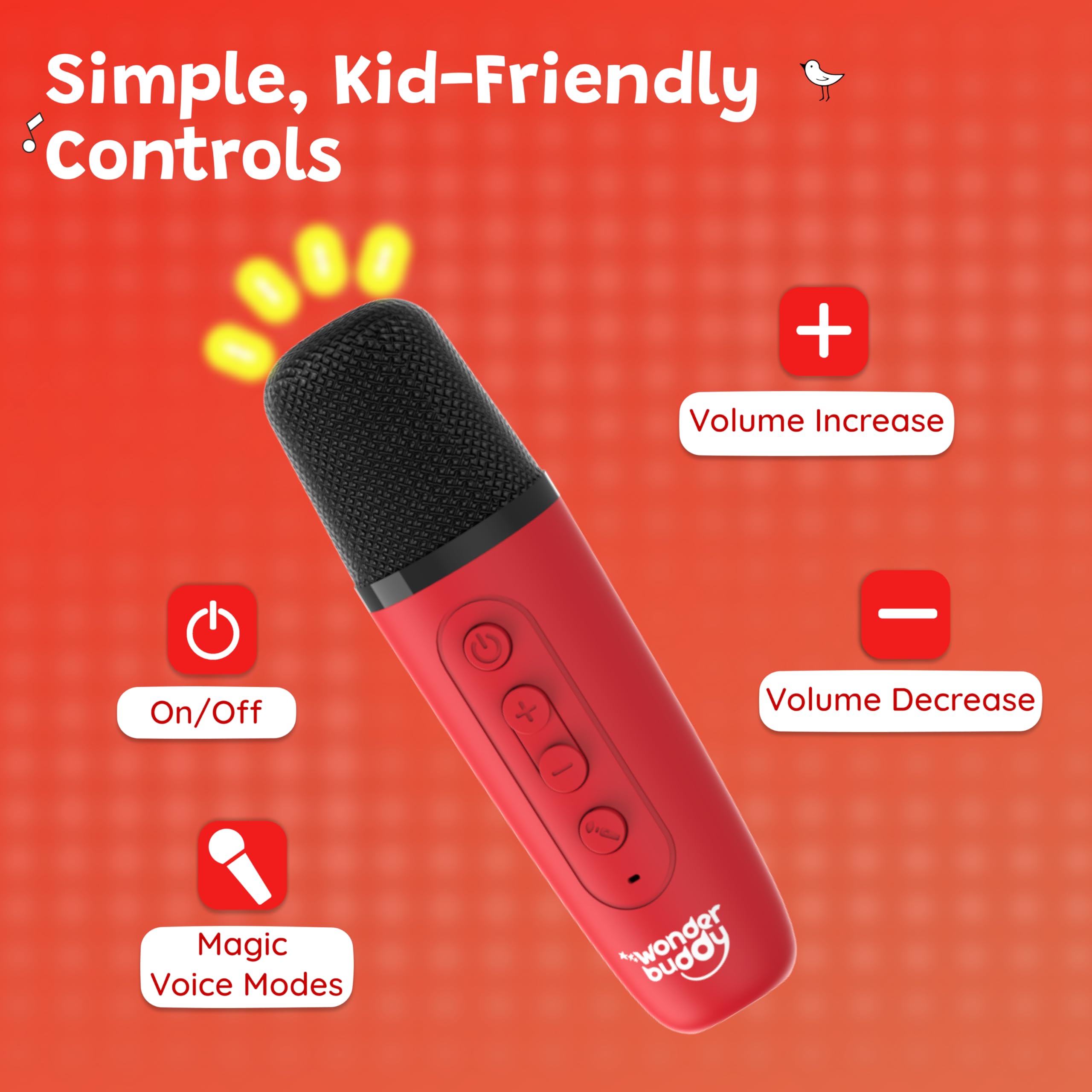 WonderBuddy StoryBox Mini, 200+ Stories & Rhymes Preloaded, Karaoke Mic for Singing, RGB Lights, Kids Speaker, Musical Toy, Best Gift for 3-5 yr Kids - Dragon with Mic - Image 9 thumbnail