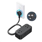 TROND 360° Rotating Flat Plug Power Bar with USB C, 3ft Slim Extension Cord Indoor, 4 Widely Spaced Outlets, 900J Surge Protector, Small Outlet Extender for Home Office Dorm Travel Essentials, White