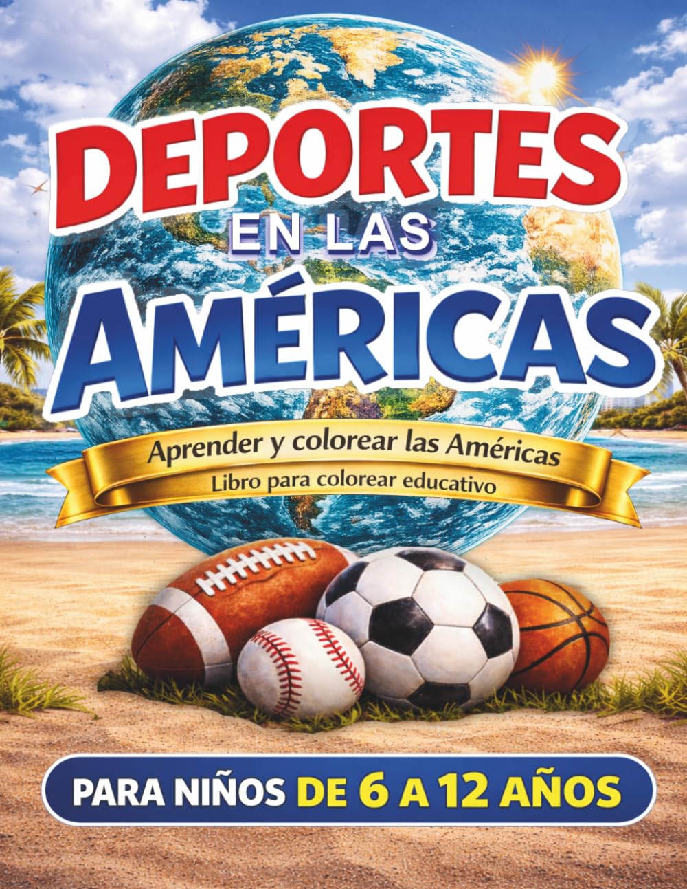 Deportes en las Américas: Libro para colorear de Deportes y Geografía con mapas de países, capitales y banderas de las Américas (6–12 años)