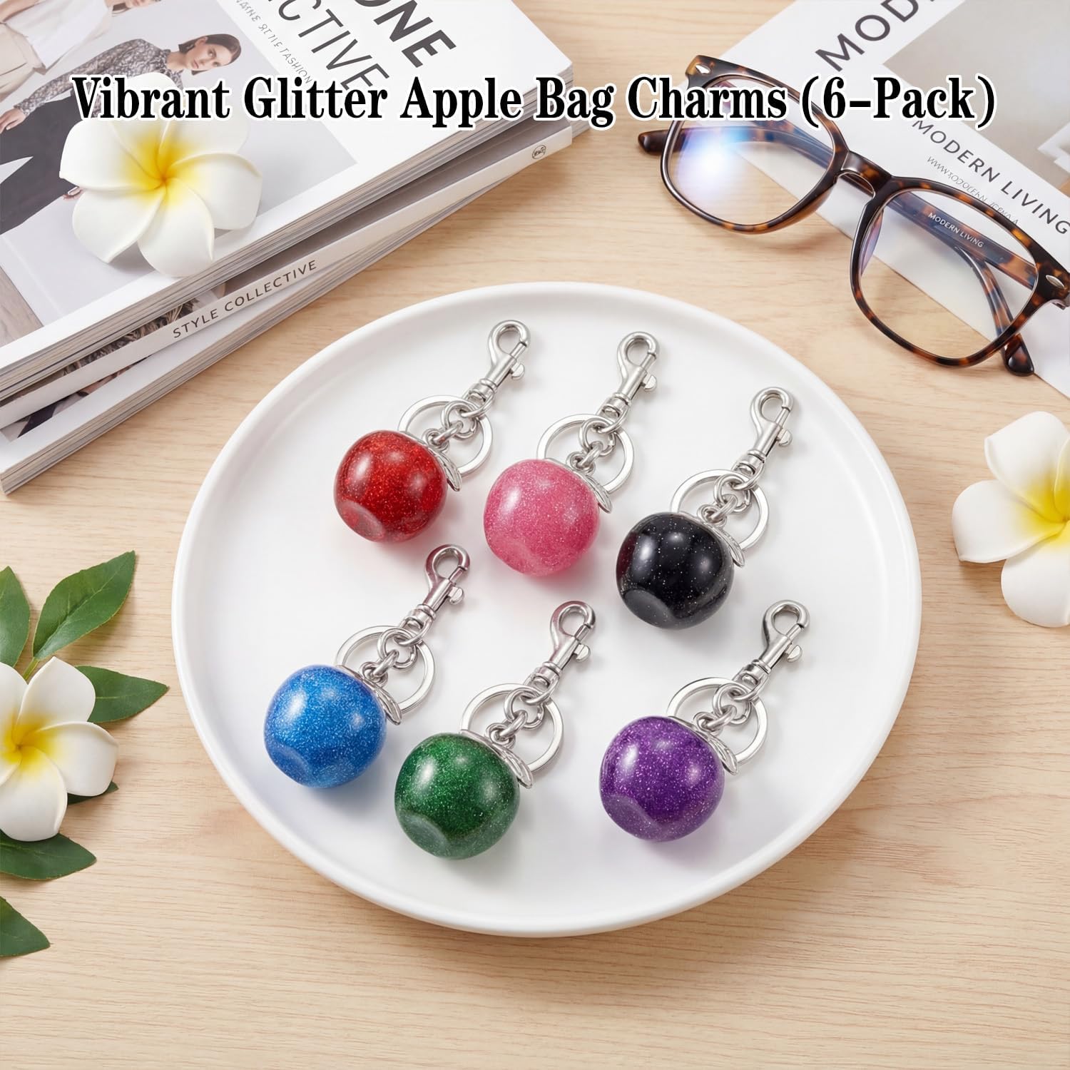 Cherry Bag Charm Set 12 pcs Cute Cherry Keychain Cherries Purse Charms for Women Gold Red Black Key Chain Accessories