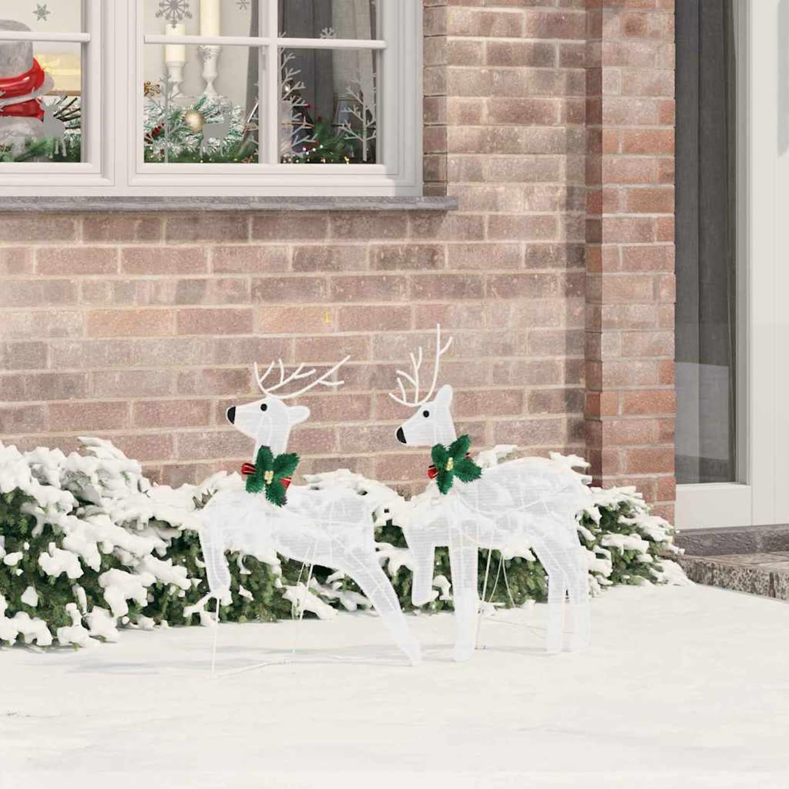 Tidyard LED Rentiere 2 pcs Kaltweiß Stoff, Weihnachtsdekoration für Außen Vorgarten Fassade Geschäftsdekoration Event als Weihnachtsszene42012989