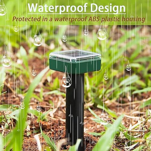 Miniatura 6 de Repelente de topos alimentado por energía solar, paquete de 10 repelentes de serpientes, disuasorio sónico de topos, control de plagas, repelente de