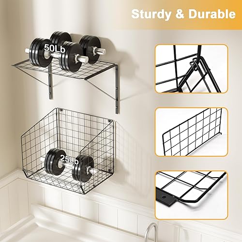 Miniatura 4 de 4 Pack Laundry Room Shelves Wall Mounted with Wire Baskets, Laundry Room Organizer and Storage, Over The Washer and Dryer Wire Shelf with 2