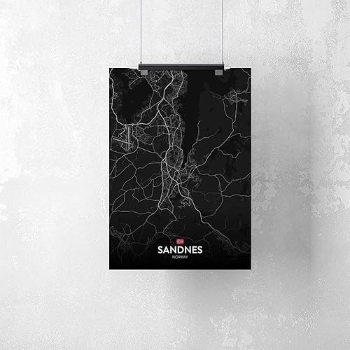 Miniatura 2 de CFIOZYOS Black And White Map Sandnes NO Poster Retro Style Black City Outline Map Office Canvas Print Wall Art Decoration Painting Unframe
