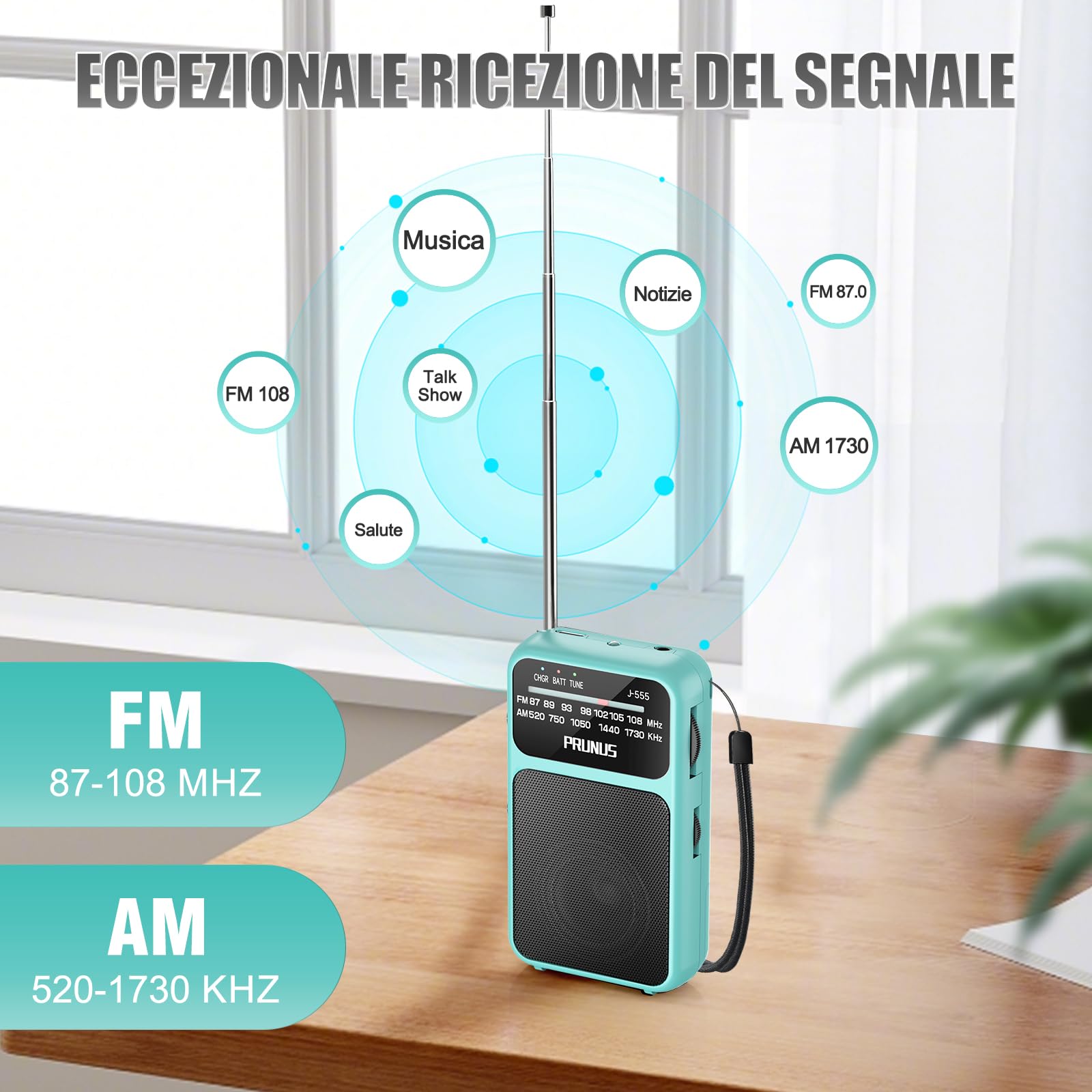 Radio Portatile PRUNUS J-555 FM/AM Ricaricabile - Mini Radiolina Con Clip - Foto 3