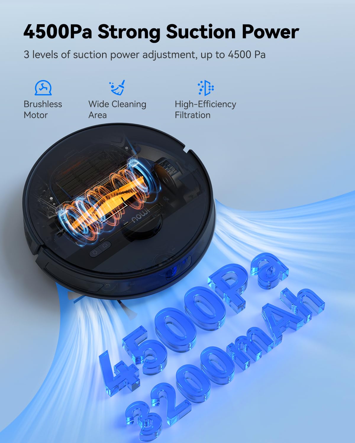 Imou Robot aspirapolvere 4500Pa RV1L aspirapolvere robot 2 in 1, ricarica automatica da 3200mAh, Navigazione LiDAR, APP